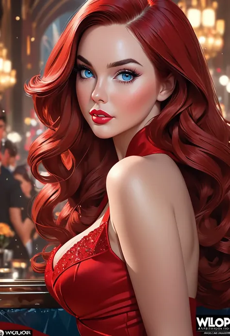 Real Life Jessica Rabbit. Red hair, red dress. Official Art – An Award-Winning Digital Masterpiece In 4K Ultra HD, Extreme Detail And Intricate Realism. This Concept Art Brought To Life By The Hands Of Artists Like Wlop & Artgerm In A Stunning 2D Vector Il...