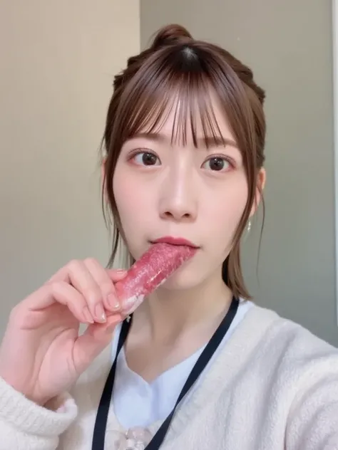   Japanese Women, (((I'm holding a pink cucumber:1.4))) ,  ((( a pink cucumber with prominent streaks ))) ,   a cucumber the size of her mouth  ,   20 cm long cucumber  , Thick cucumber   ,  (( from your pussy fingers:1.4)),  Drooling  ,   whitish transpar...