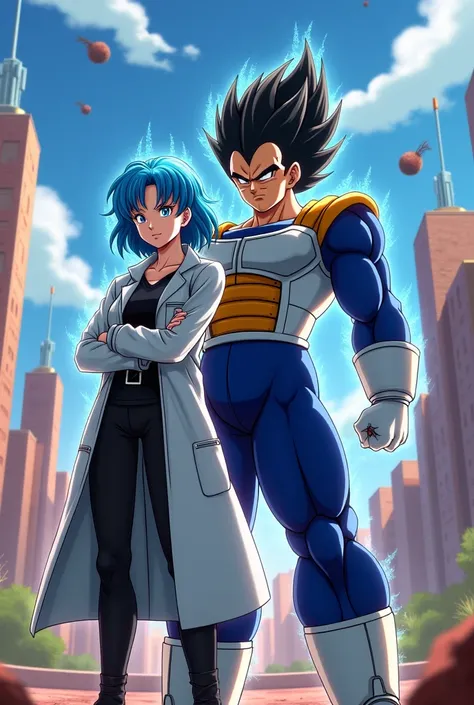 Create Dragon Ball Z image of Bulma and Vegeta for desktop wallpaper on PC