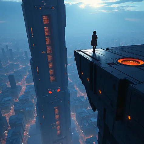 Anime, edge of a skyscraper, no people