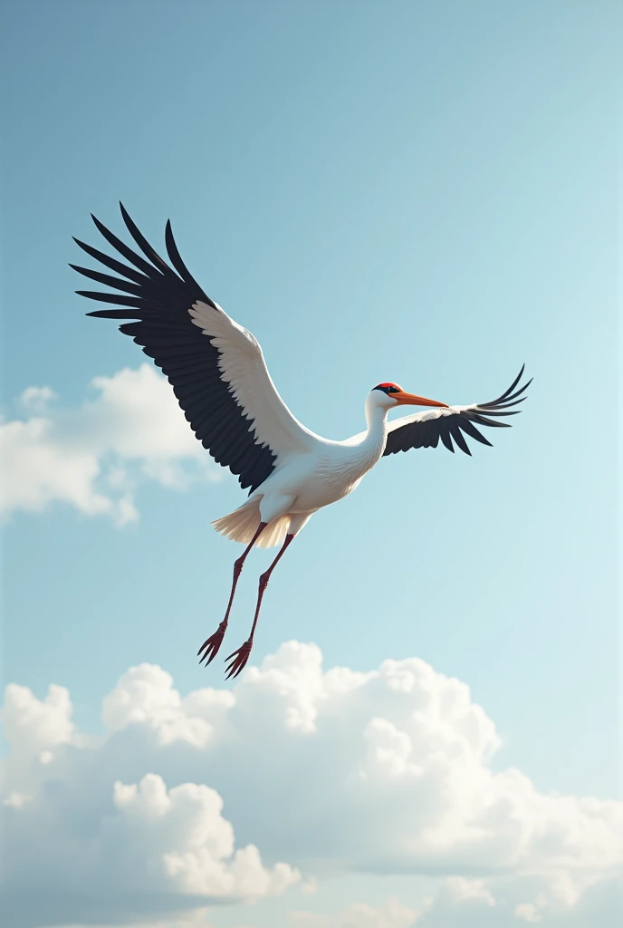 Stork flying in the sky 