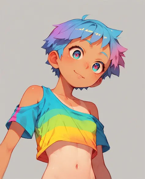 small girl, short girl, long hair, small breasts, flat chest, colorful clothing, in various states of Undress, changing clothes, stripping , cute, juvenile, bubbly, vibrant, chest Detailed, tan, looking through shirt, looking down shirt, seeing down shirt