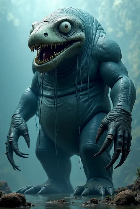 Here’s an even more monstrous and realistic version of Snorlack, designed for AI image generation:  

---  

### **Name:** Snorlack, the Abyssal Horror  
**Type:** Water-Psychic Kaiju  
**Height:** 100 meters  
**Weight:** 150,000 tons  

**Appearance:**  ...