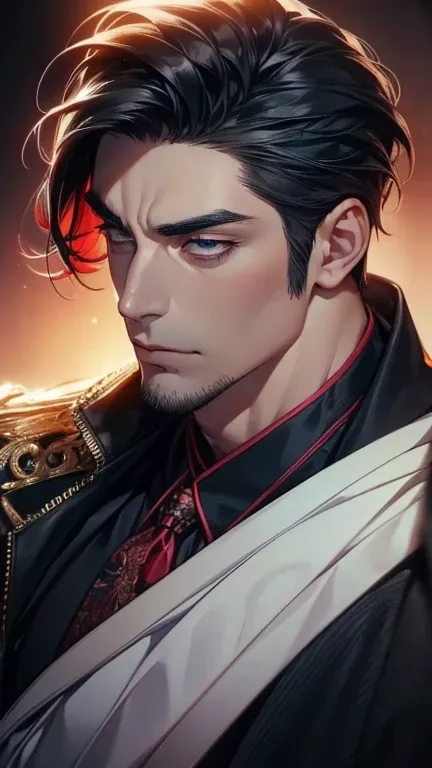 (     borrowed letter ,4K,8k,     highres,     masterpiece :1.2),     ultra-detailed    ,(realistic,photorealistic,photo-realistic:1.37),36-year-old man,3 day beard,Beautiful anime,Portraits,strong,Masculine,      with black hair  ,sharp jaw,         mesme...