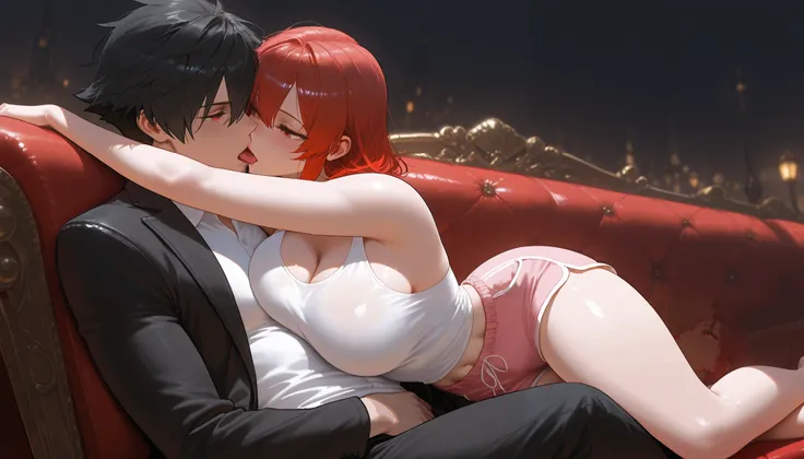  Masterpiece,  top quality,  great quality,  very aesthetic,   is ridiculous,  latest, Very high quality,  very aesthetic,  extremely detailed, Anime,   Digital Art , men and women,  couple,  passionate poses, Seductive vibe, fantasy character,  man with a...