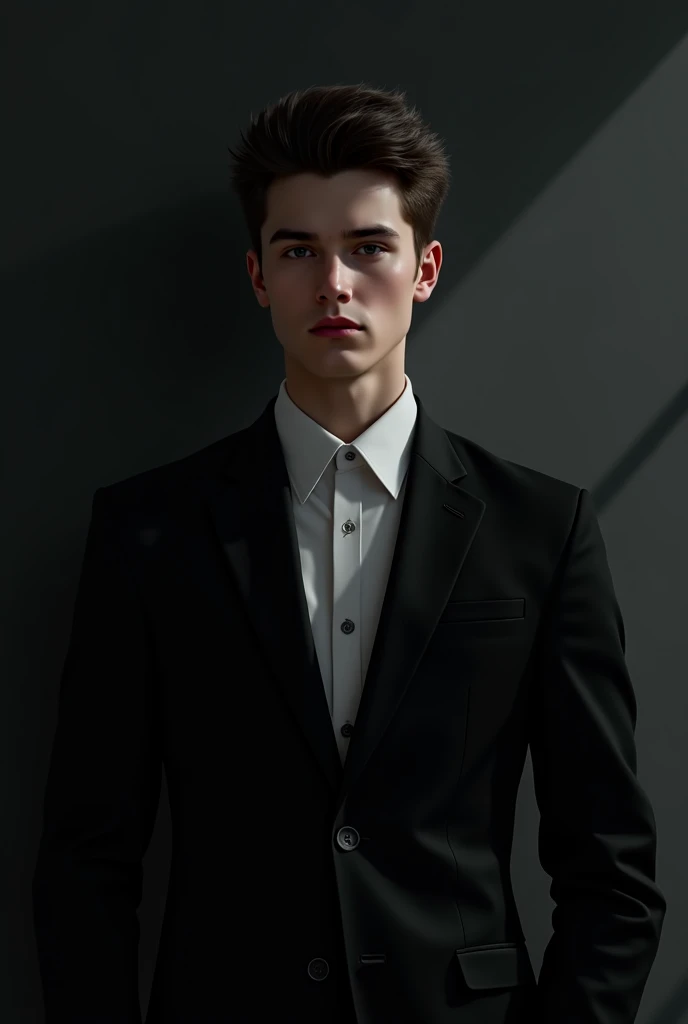  Young man, Serious, reserved, I bet,  dressed in black 