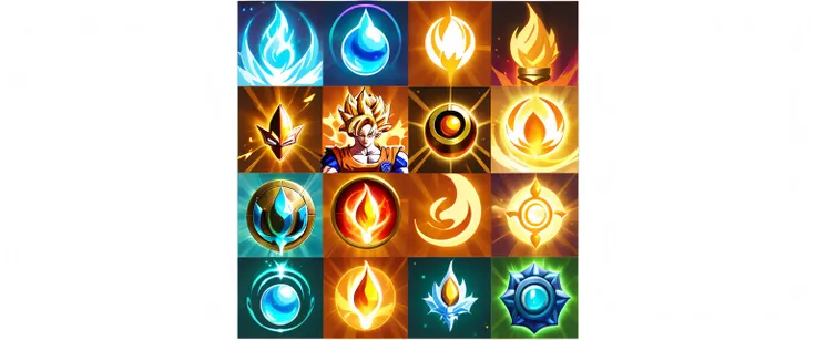 Skill Icon, Game Resources，King Glory style，video game skills competencies, Capability Image, Skill competency art, Dragonball Spell Icons, Mysterious art style, Character Icon, ki fire spell art, Game Icon Assets, Crafting a Spell, Cast an epic spell, Mys...