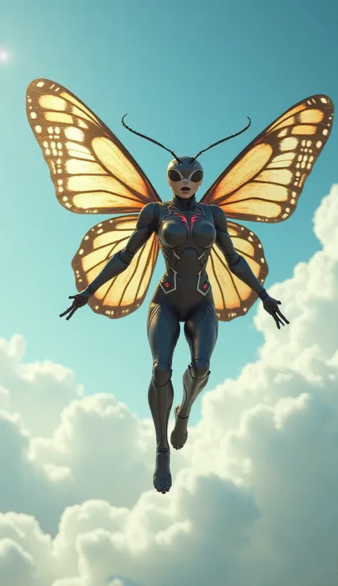 Butterfly wings attach Ant flying Superman with  suit 