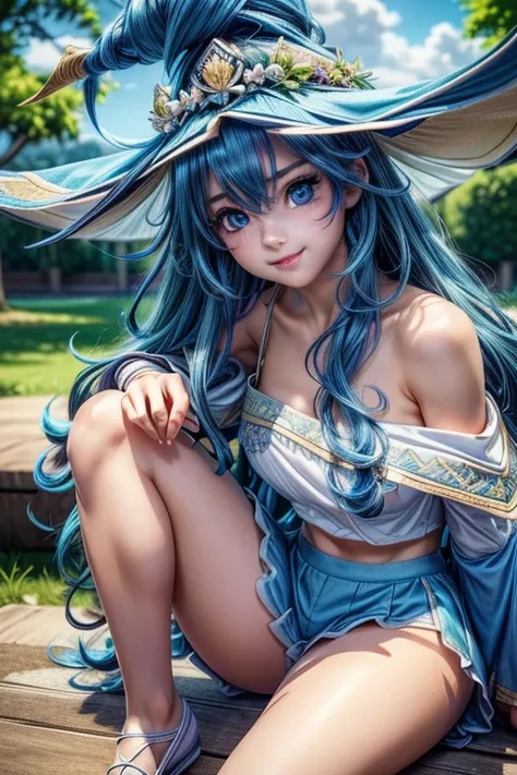 ( borrowed letter : 1.2), ( high resolution, 4K, 8k), ( masterpiece: 1.2),  extremely detailed, (realistic, photorealistic: 1.37), Yoshino Astral Dress, (  long hair,  hair between the eyes,  blue hair),  embarrassed face , Blush,  Cinematic lighting , ( b...