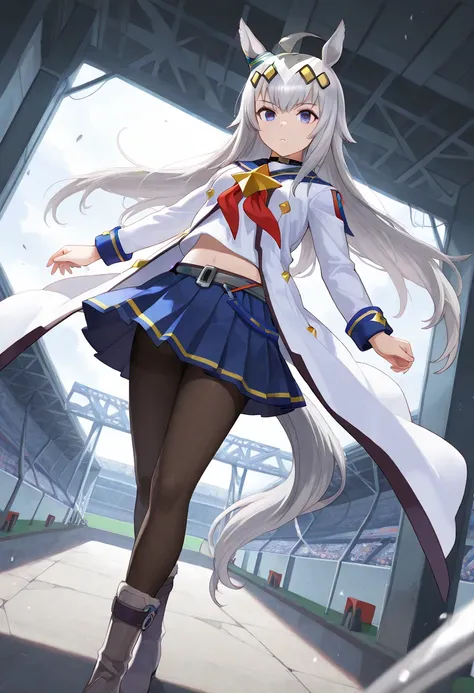 score_9, score_8_up, score_7_up, BREAK, best quality, masterpiece, very aesthetic, ultra detailed,very detailed background,BREAK,,zPDXL3,oguri, long hair, horse ears, grey hair, ahoge, horse tail, blue eyes,,multicolored hair,Oguri_race,sailor collar,white...