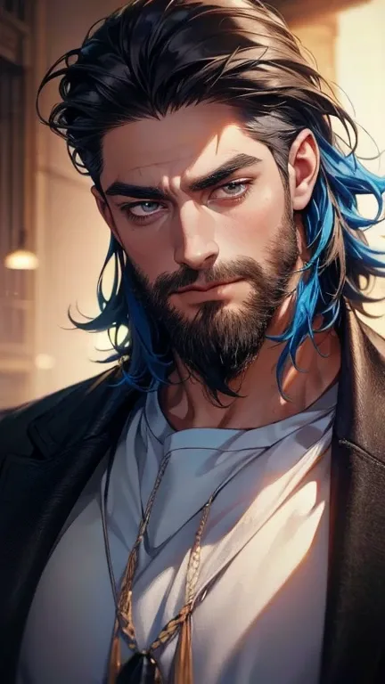 (     borrowed letter ,4K,8k,     highres,     masterpiece :1.2),     ultra-detailed    ,(realistic,photorealistic,photo-realistic:1.37),36-year-old man,3 day beard,Beautiful anime,Portraits,strong,Masculine,      with black hair  ,sharp jaw,         mesme...