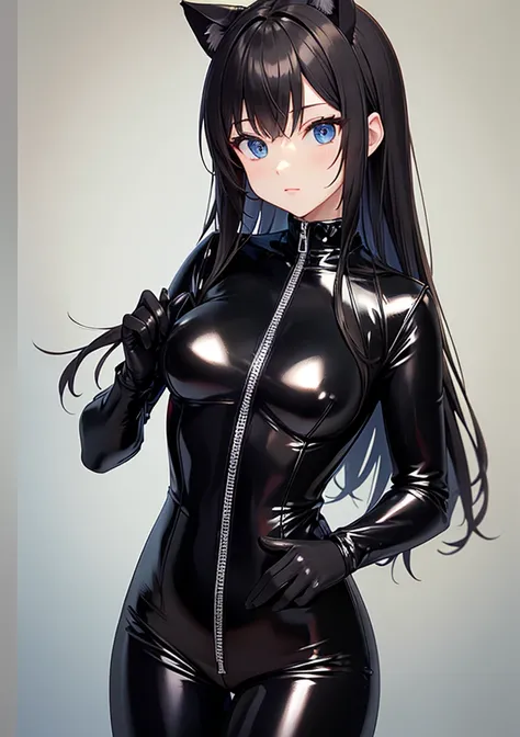 BLACK PVC CATSUIT GIRL