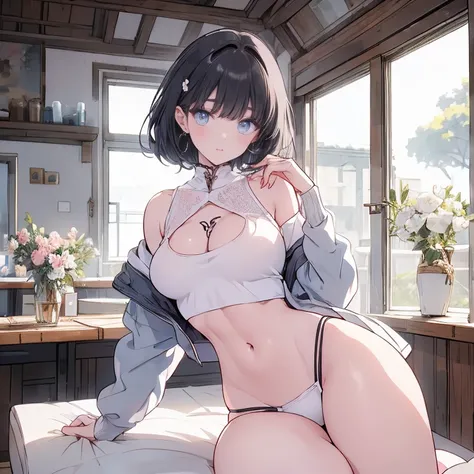 "Full-body anime kawaii character, beautifully detailed eyes and lips, long eyelashes, soft and elegant expression. A young woman with a slender and graceful figure, wearing a perfect, sexy and elegant thicc body nice abs, large breasts and butt. Her face ...