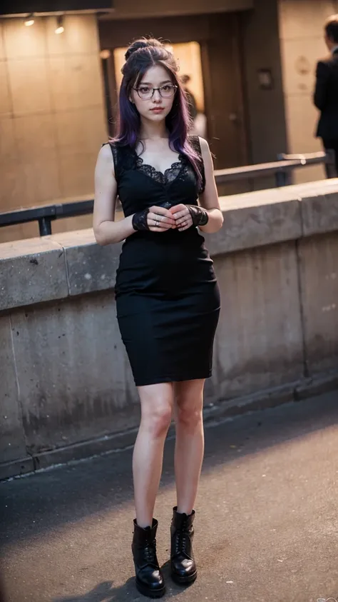 (1 lady), (Best quality at best:1.4), (ultra - detailed), (extremely detailed CG unified 16k), A Beautiful Woman with Perfect Figure: 1.4, Sharp Focus: 1.2, purple hair, very detailed, High-definition RAW color photo, professional photoshooting, amazing fa...