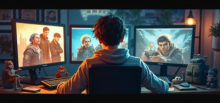 Kenneth  "kenny" McCormick gamer with many characters from successful Steam games