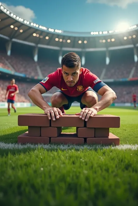 An image of a player building a wall on the soccer field 