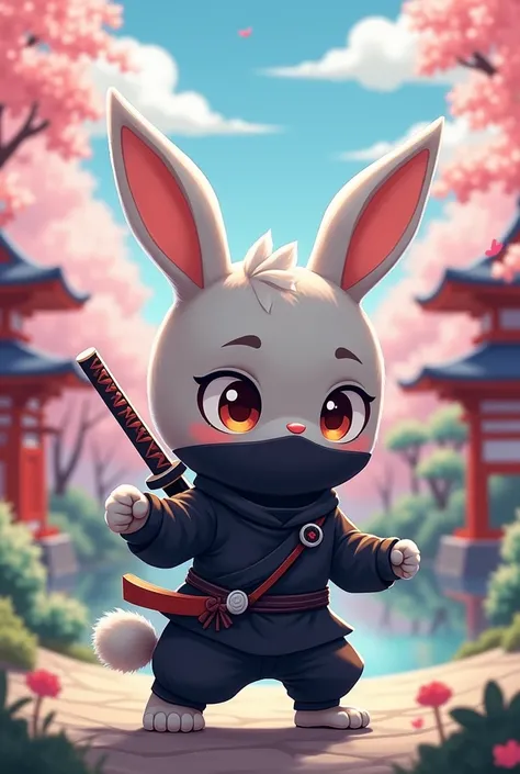 Create an image of a cute ninja bunny