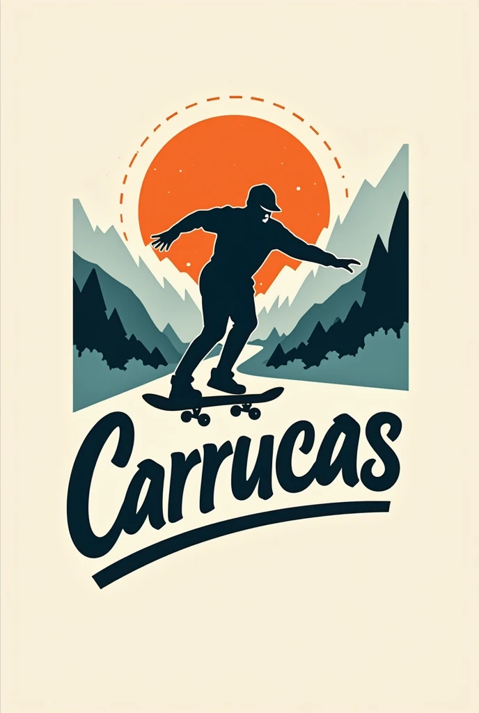 A small logo that represents skateboarding in the Venezuelan Andean region and the word carrucas