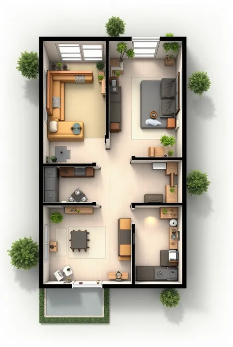 The plan of a 56 square meter apartment