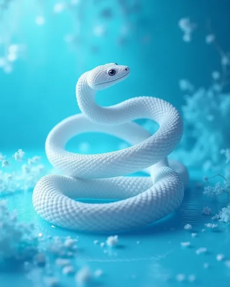 Snake white in blue beautiful 