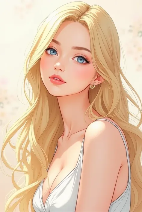 Elegant and blond woman,  manga style 