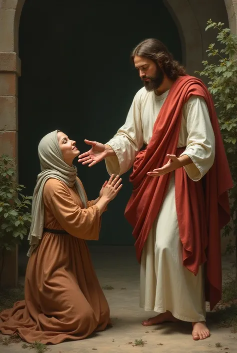 Jesus blessing a woman
