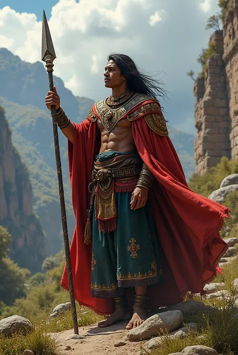 BELIEVE ME A HERETIC FROM THE INCA EMPIRE WITH A CAPE AND A SPEAR REFERRING TO THE ONE-ARMED GOD CAPAC 