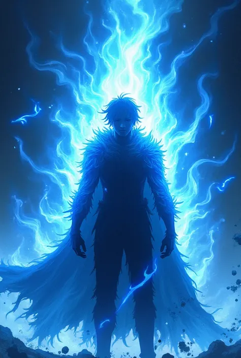 Cool anime blue white and black fire background