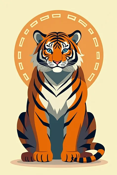 Make an Egyptian-style hieroglyph of a Bengal tiger in a flat, non-dimensional way