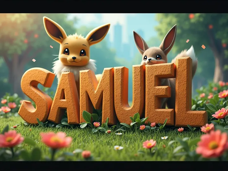 Create a poster ultra réaliste et détaillé with textured letter-by-letter writting LE PRÉNOM "SAMUEL"  en FRANÇAIS et en majuscule. Un a Disney 4d style.
Thème EVOLI