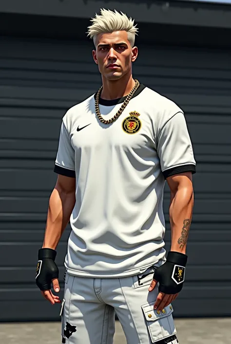  This GTA character has a striking ,  with an urban and stylish aesthetic .  Here are all the possible details to describe his appearance :

### ** Physical Characteristics :**
- **Hair:** platinum blonde, short and untidy ,  with a modern and rebellious c...