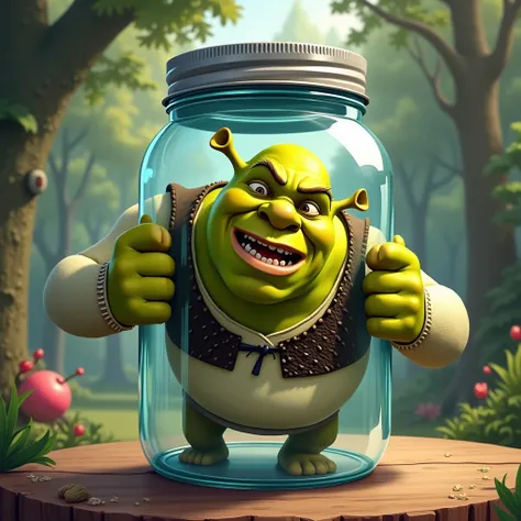 Shrek trapped in jar 