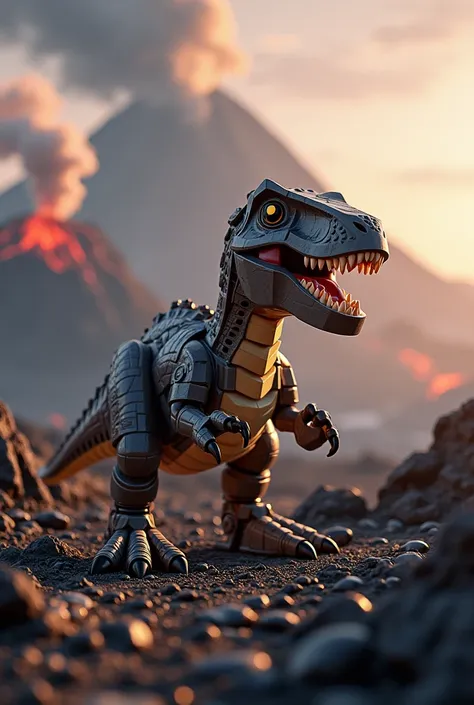 Picture of LEGO dinosaur version with volcanoes 