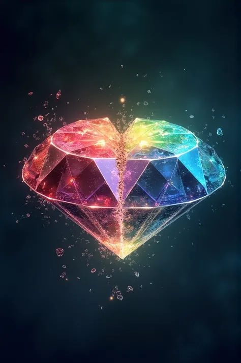 As a multicolored diamond that is broken in the sentrum