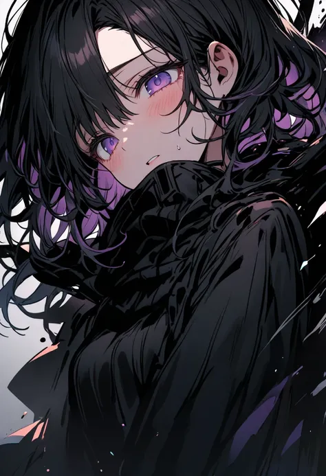 A beautiful girl being swallowed up by a black shadow、