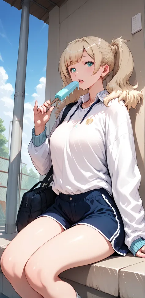 Megumi: Ice cream popsicle
Ice cream cone.sitting.