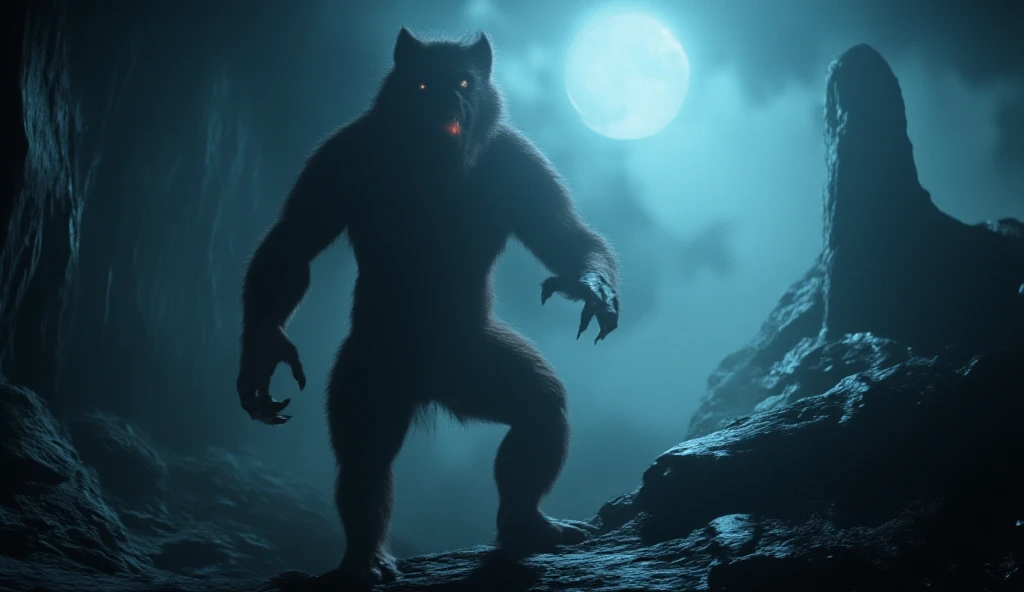 Terrifying werewolf howling at the full Moon