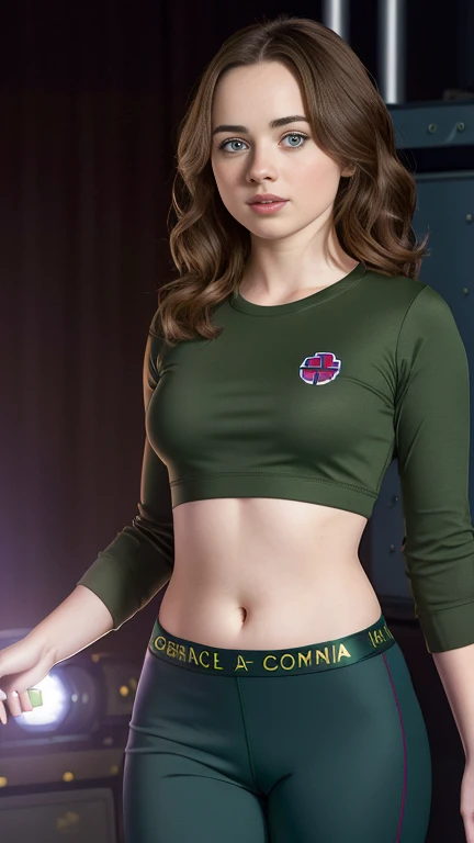 Anna Popplewell: Georgia tennant: Jenna Coleman: (the doctor's daughter) tight green t-shirt: big gun: Doctor Who: Doctor Who Genie: green shirt: black leggings: HOT: military science (fiction background) utility belt:
