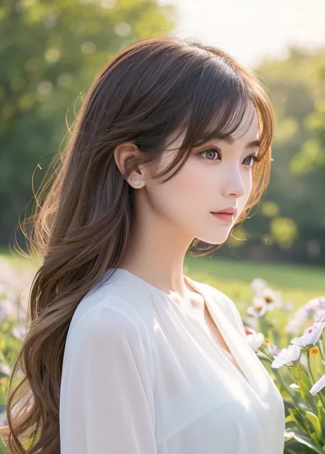  woman in her late 20s、 with an inverted triangle outline 、 and features a sharp chin and clean face line 。 Cheekbones are slightly taller 、 balance that makes the whole face look smaller 。 skin is white with a sense of transparency 、 smooth and healthy te...