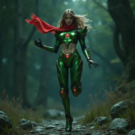 - Photorealistic with perfect details, Cinematic, Masterpiece, HD, Sexy CGI.

- Beautiful "English" woman, long hair, Greenish Eyes.

- Wearing a costume ("Full Sexy Armor"), a costume that embodies the form of "Kamen Rider V3 (Rider)", (Chest and Thighs a...