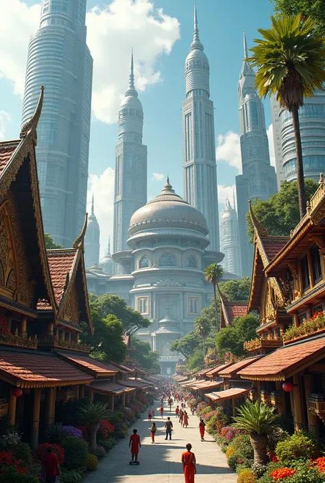 describe the city of the future with elements of Indonesian culture 