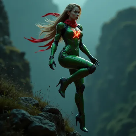 - Photorealistic with perfect details, Cinematic, Masterpiece, HD, Sexy CGI.

- Beautiful "English" woman, long hair, Greenish Eyes.

- Wearing a costume ("Full Sexy Armor"), a costume that embodies the form of "Kamen Rider V3 (Rider)", (Chest and Thighs a...