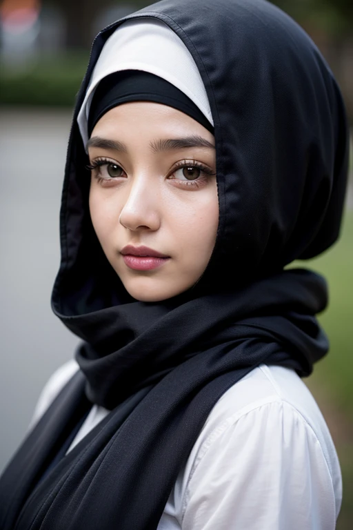 a close up of a person wearing a headscarf and a scarf, with accurate face, faridah malik, malaysian, serena malyon, 30 years old woman, hijab, 8k selfie photograph, zoom out, zenra taliyah, beuatiful face, desaturated!!, face picture, sakimi chan, lalisa ...