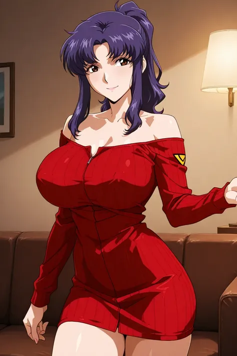 flont view, 1girl ,mature female,milf,huge breasts,upper body,looking at viewer,
Best quality,masterpiece,soft light,official art,high quality, highres,absurdres,epic scene,Mature Woman, popup,big breasts,katsuragi misato,katsuragi misato ,  purple hair, l...