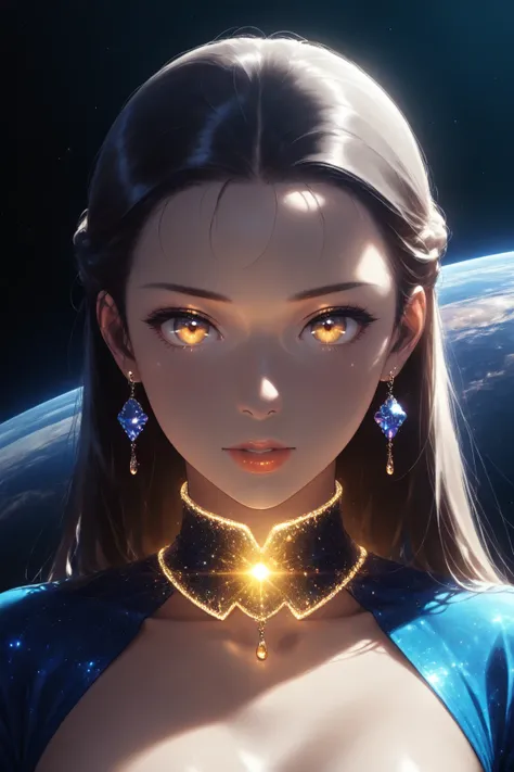 ((best quality)), ((masterpiece)), (detailed), perfect face, asian girl, surreal, sexy space clothes, in the illustrative style of moebius, spaceships, aliens, fantasy, sci-fi, graphic novel, line drawing, french retro, glowing gold eyes, eyes like jewels,...