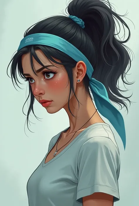 A cover for my Facebook showing a strong girl with characteristics such as a high tail and a light blue headband and sad at the same time