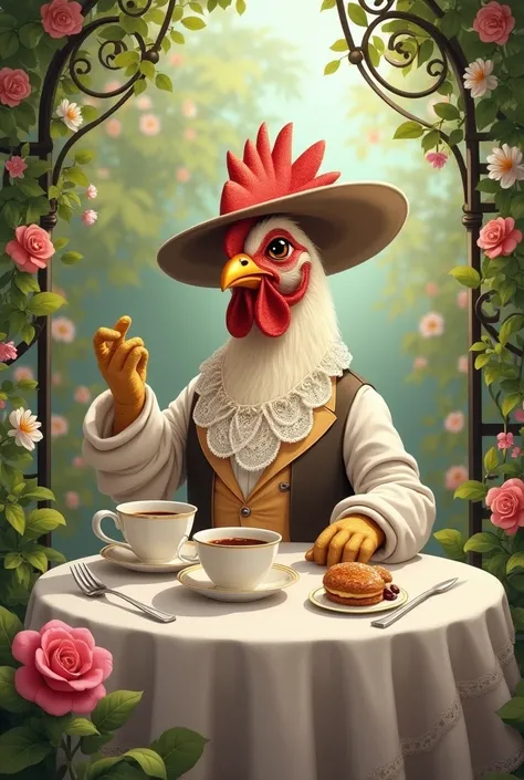 Tea party chicken drawing