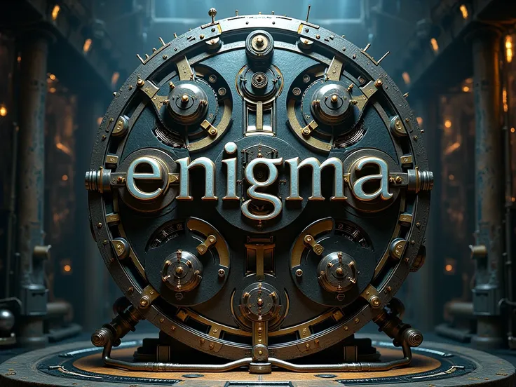 Enigma, puzzle, machine, word ENIGMA in front of machine big