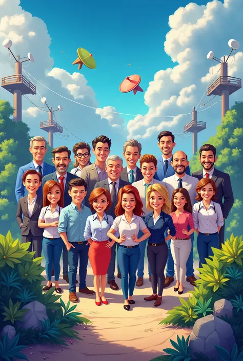 40th anniversary poster of the company with the presence of its employees with Disney cartoon design TE Corporation is a proprietary technology company engaged in telecommunications. Without a caption