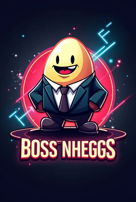 A Brand Logo for "Boss Nheggs" merchandise. With a lively video theme.